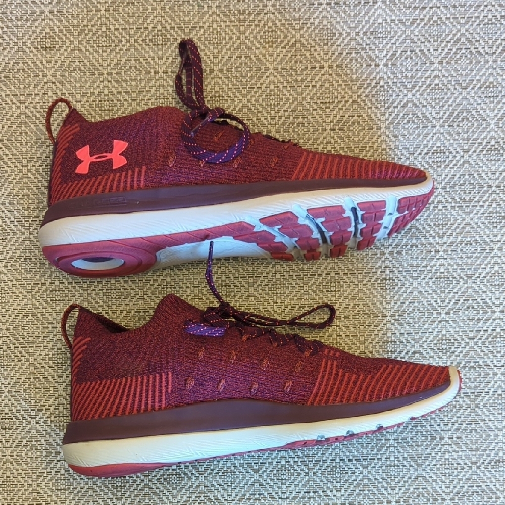 Under Armour Slingflex Rise Women's Merlot Rustic Red Knit Sneakers - Picture 4 of 8